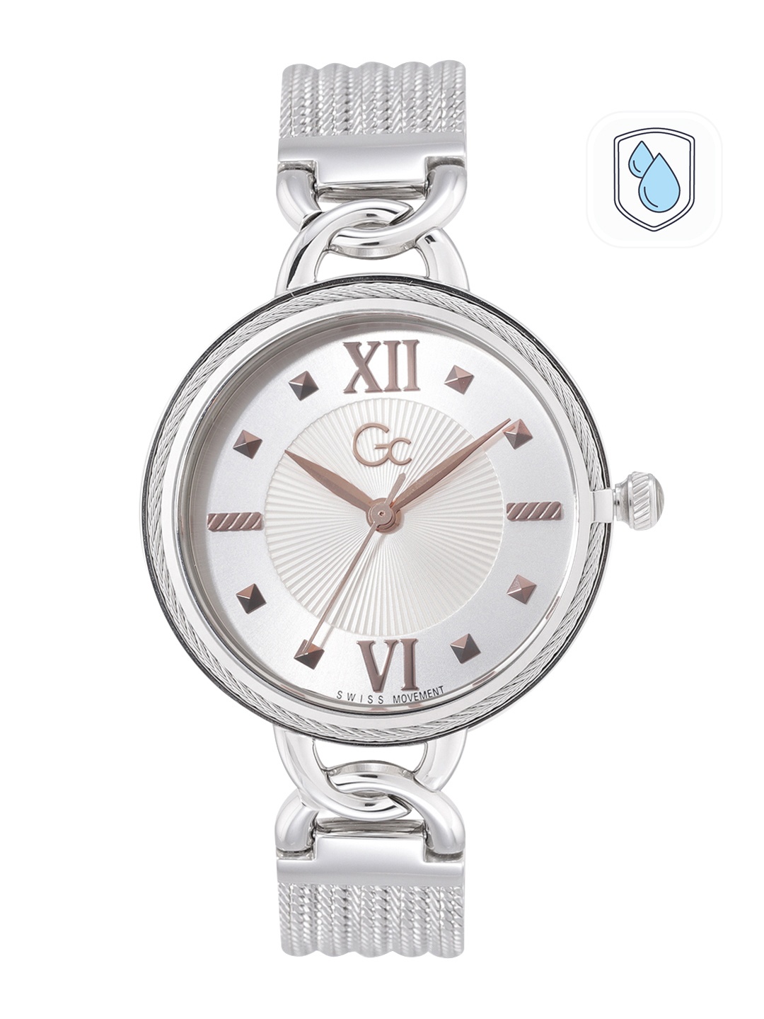 

GC Women Silver-Toned Patterned Analogue Watch Y67001L1MF