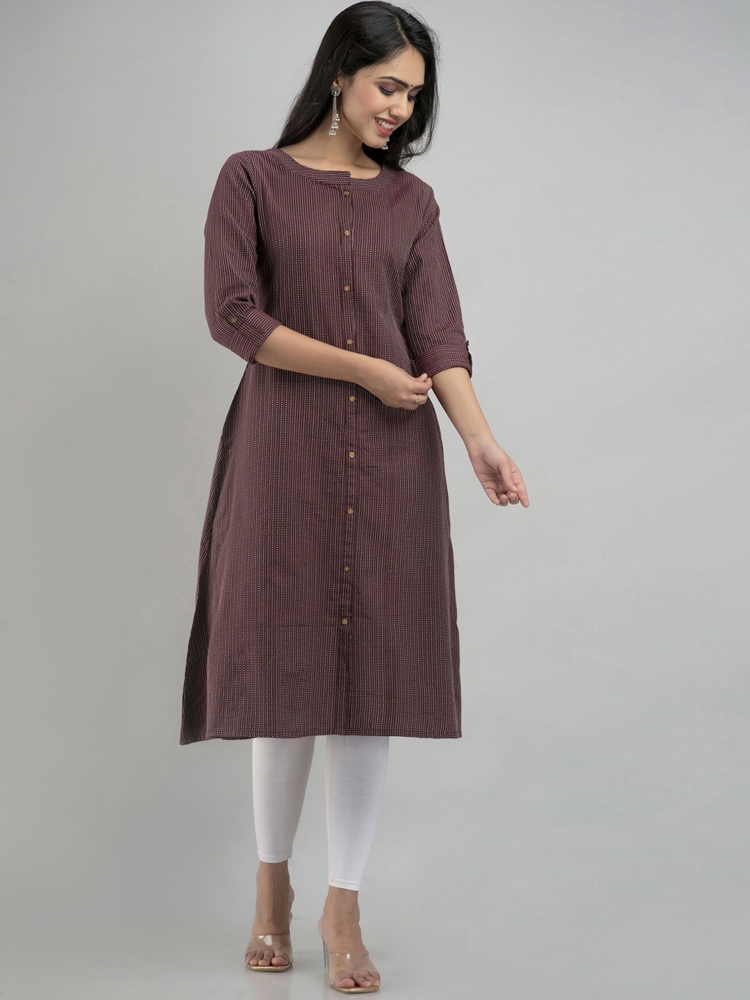 

PREKSHA Women's Maroon Printed A-line Kurta