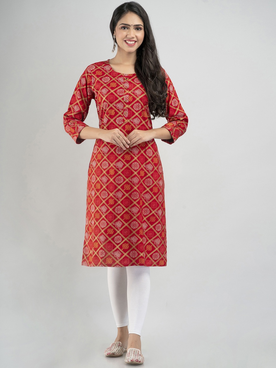 

PREKSHA Women Red Geometric Pastels Kurta