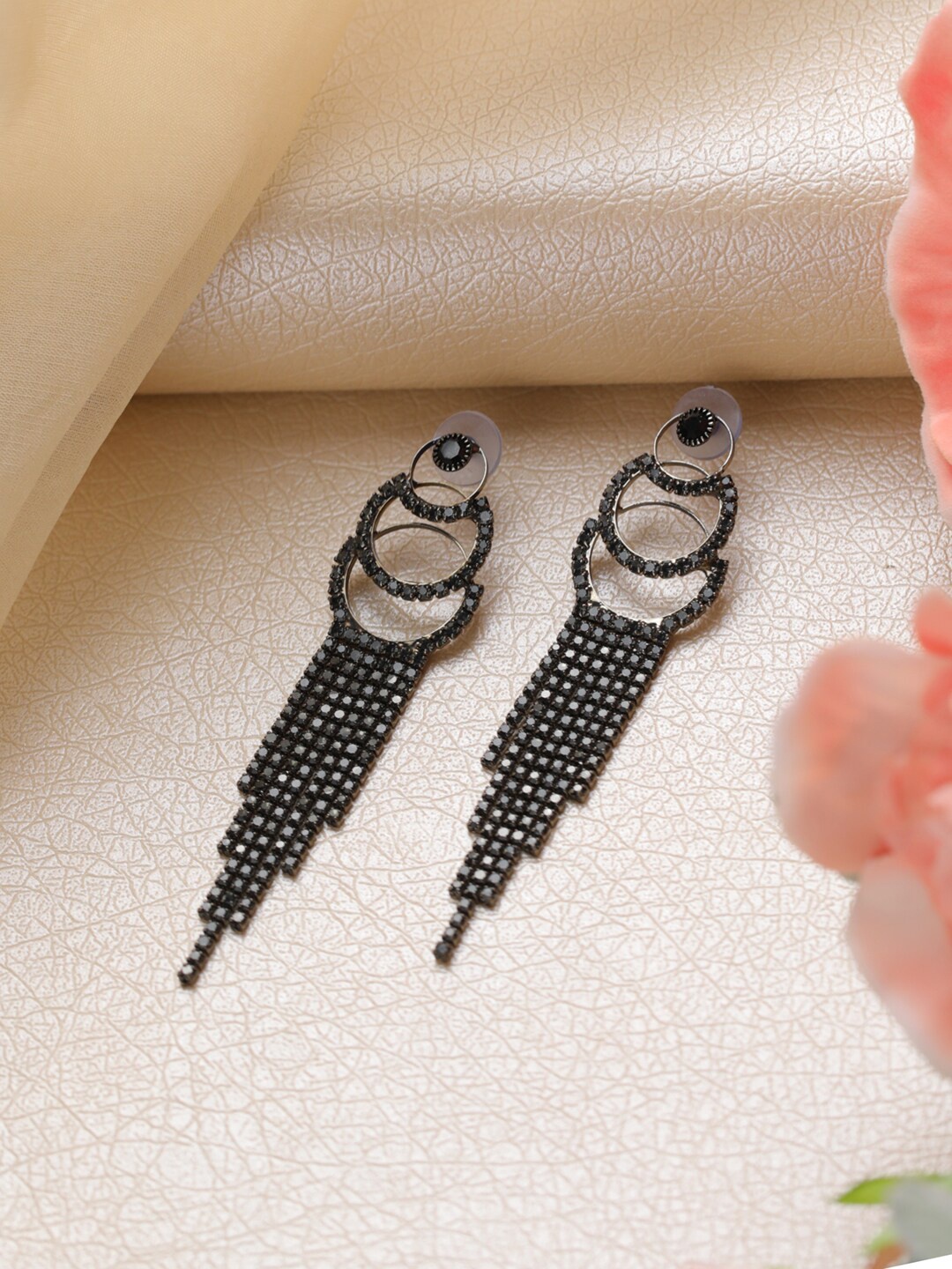 

Priyaasi Black Contemporary Drop Earrings
