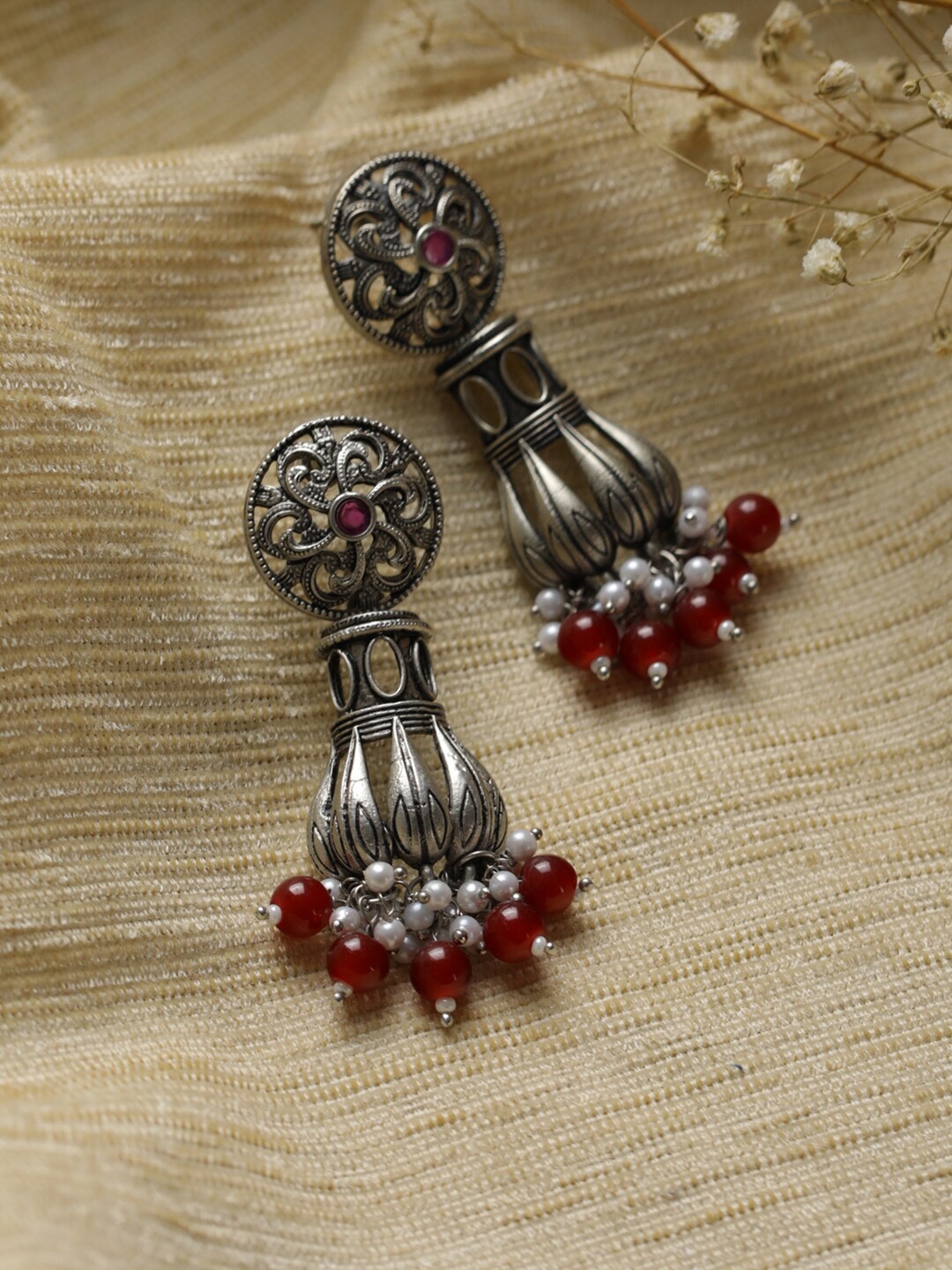 

Priyaasi Silver-Toned Contemporary Drop Earrings