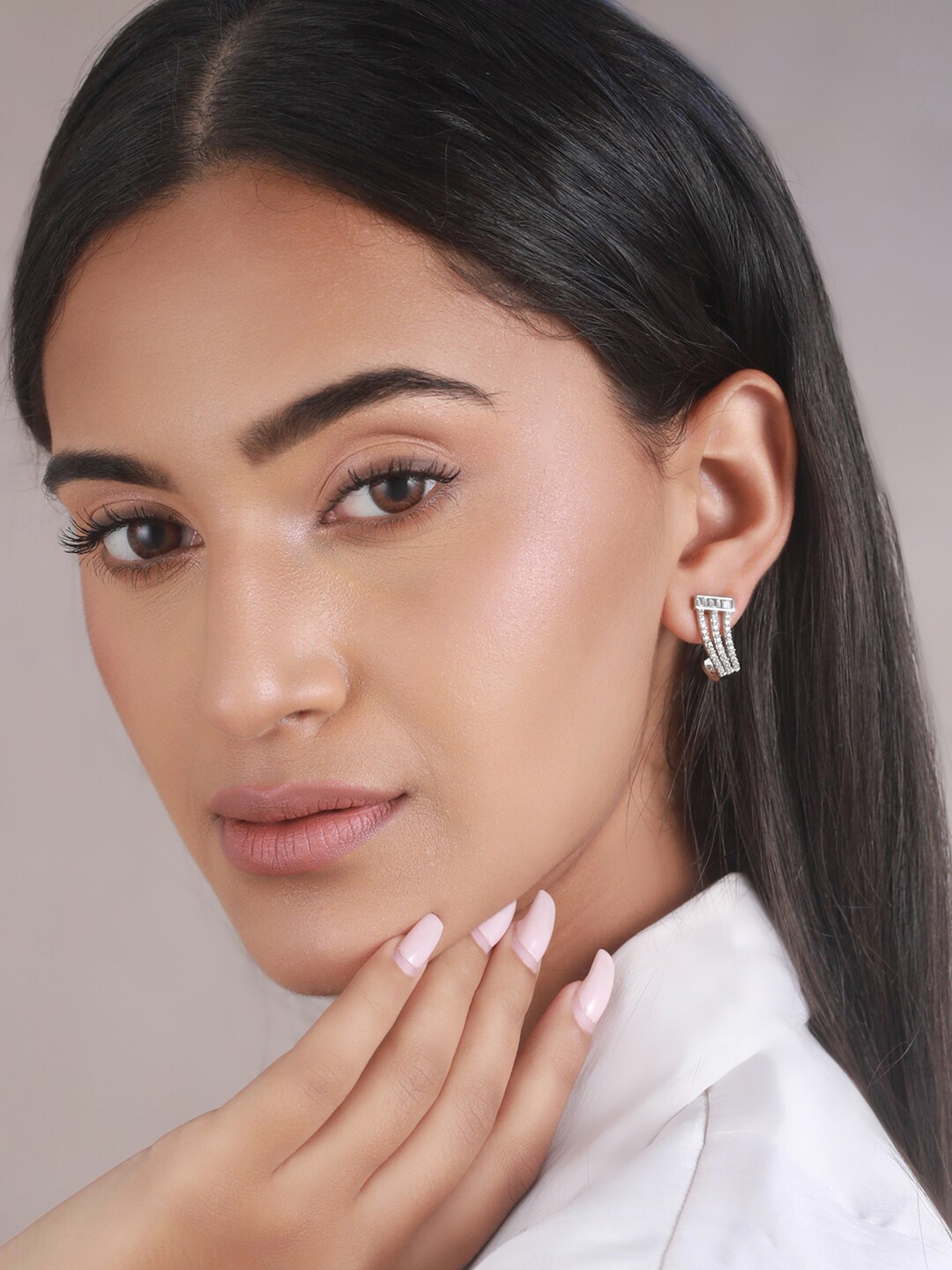 

Priyaasi Silver-Plated Contemporary Studs Earrings