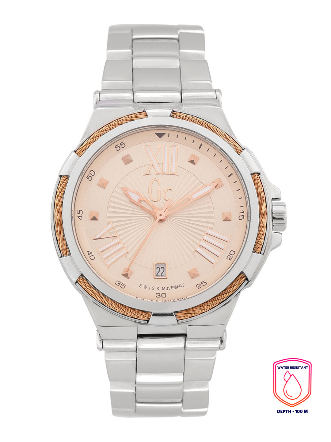 

GC Women Patterned Dial & Bracelet Style Straps Analogue Watch Y34007L3, Beige