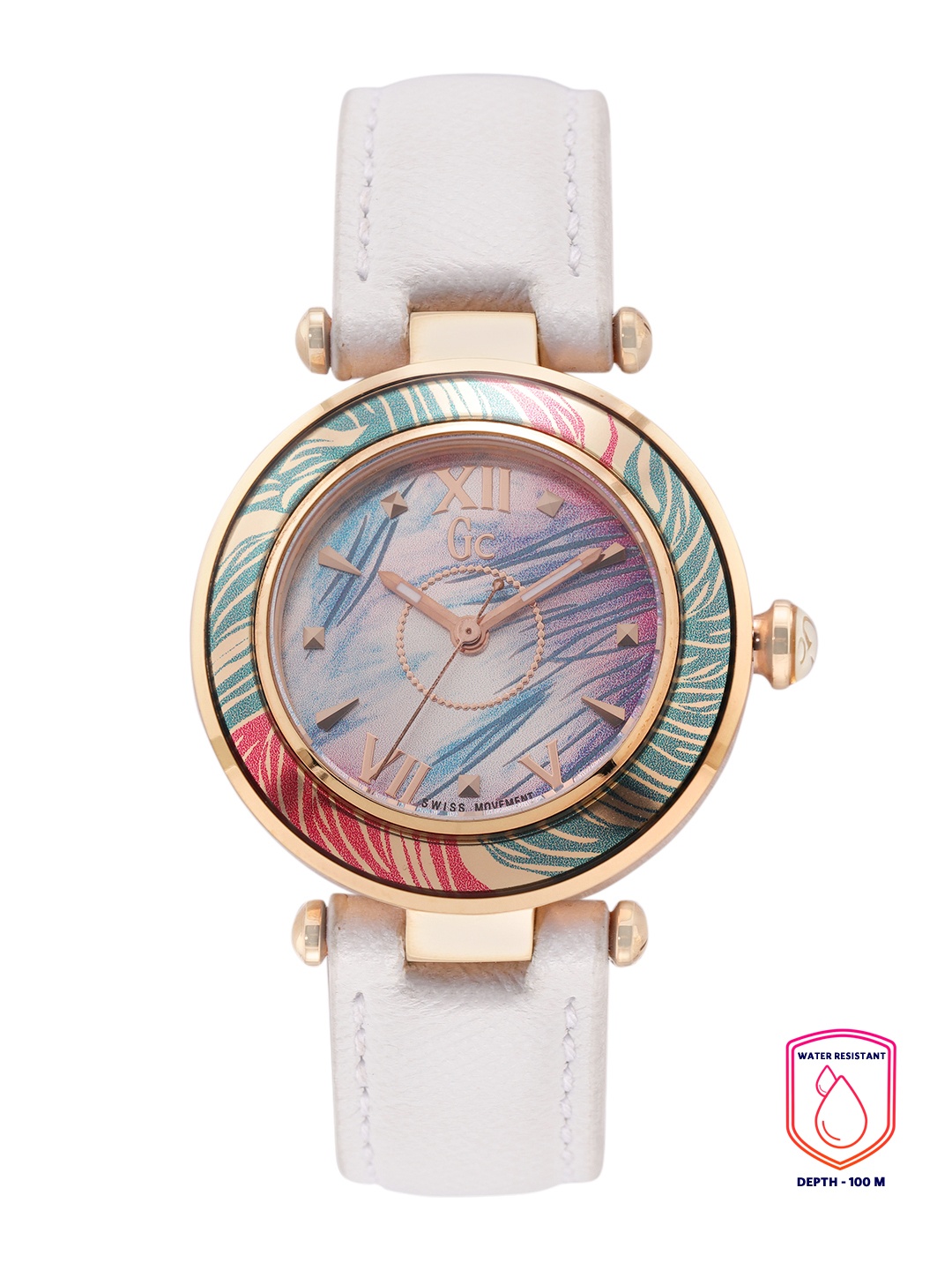 

GC Women Printed Dial & Leather Straps Analogue Watch Y12004L7, Multi