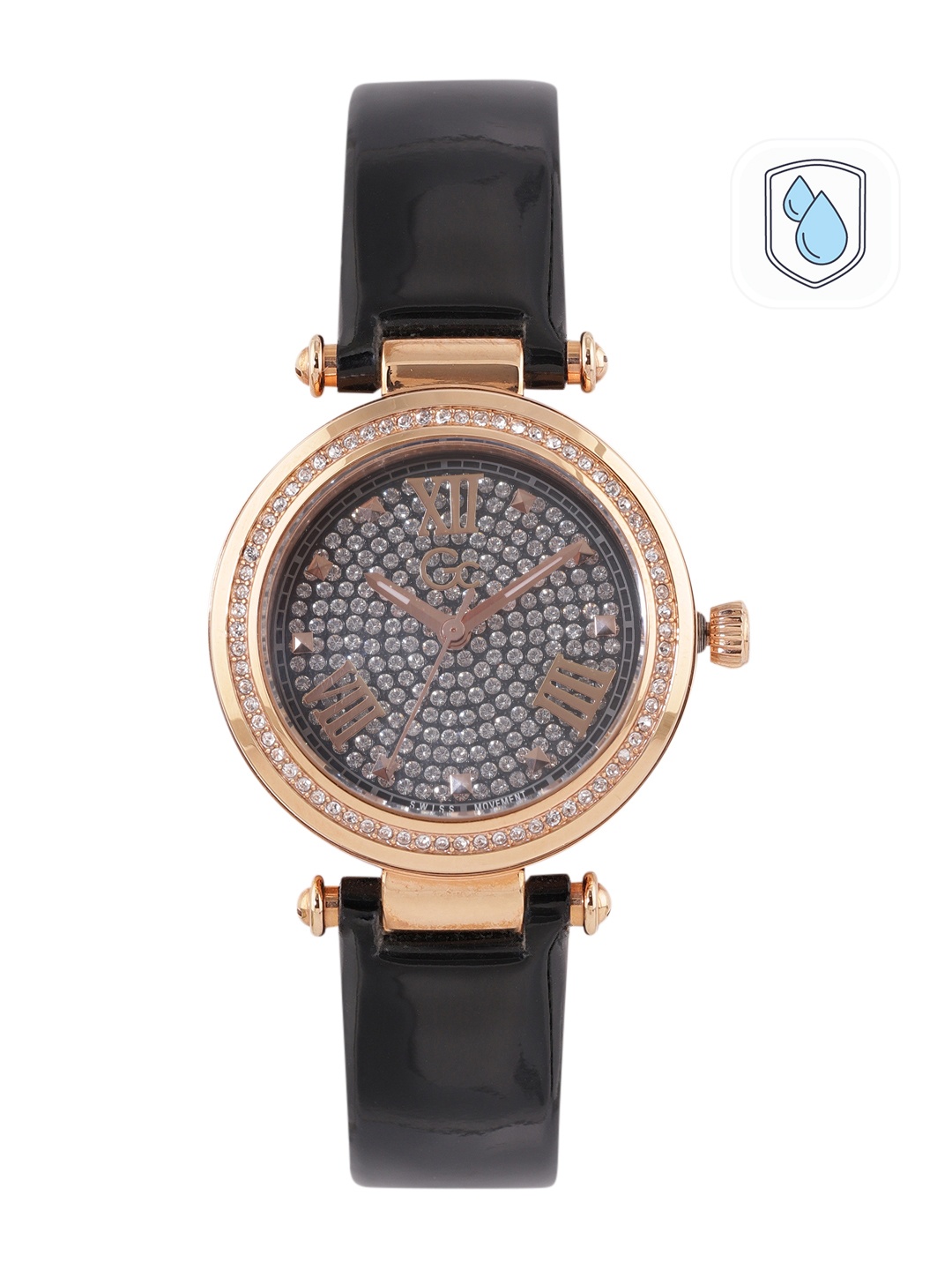 

GC Women Black Embellished Analogue Watch Y33105L1