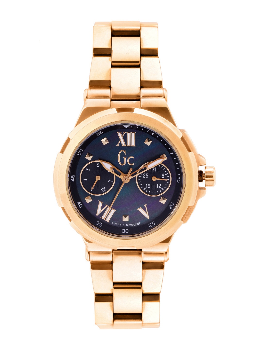 

GC Women Blue Dial & Rose Gold Toned Swiss Movement Analogue Multi Function Watch Y29003L7