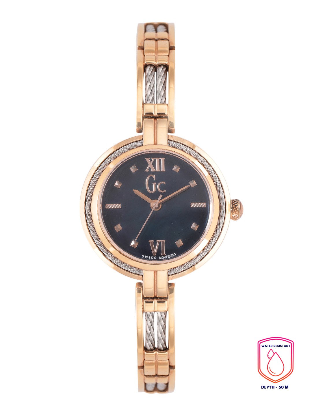 

GC Women Teal Green Dial & Gold Toned Stainless Steel Swiss Made Analogue Watch Y39002L7