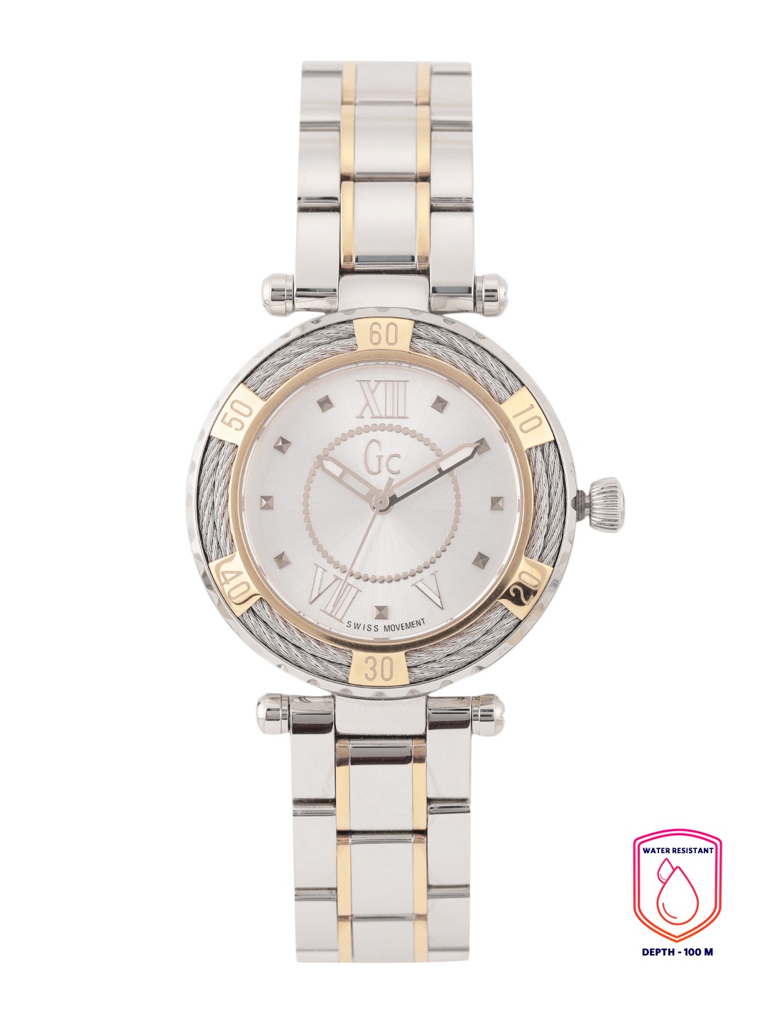 

GC Women Solid Dial & Stainless Steel Bracelet Style Strap Analogue Watch Y41003L1, White