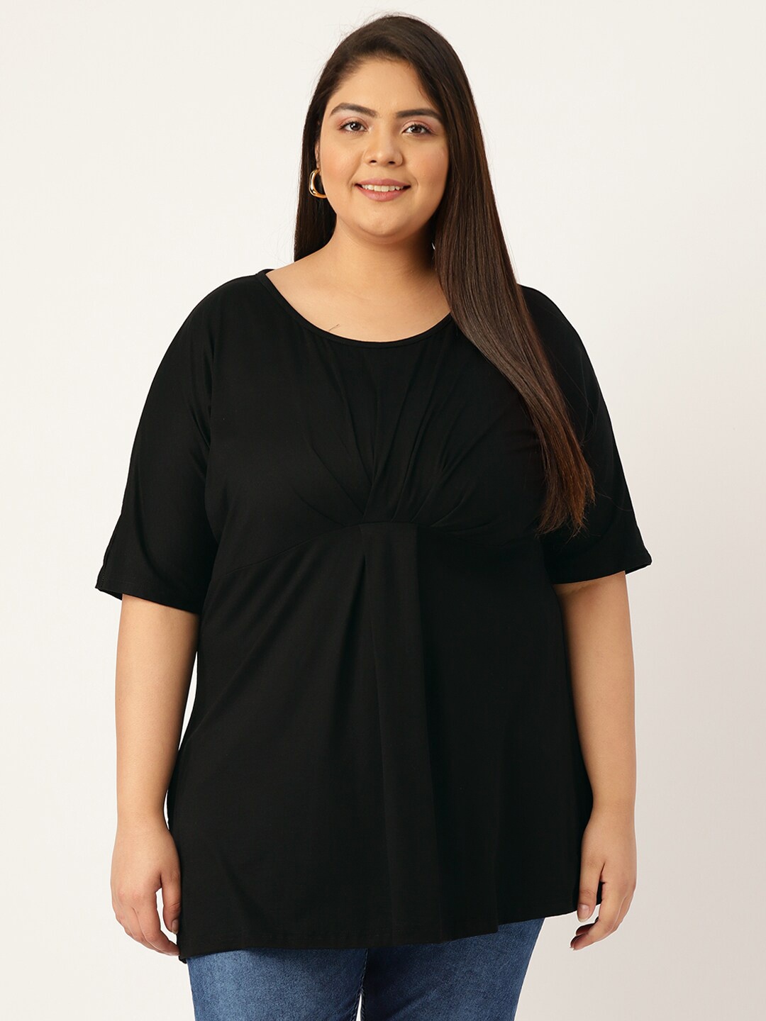 

theRebelinme Plus Size Black Longline Top