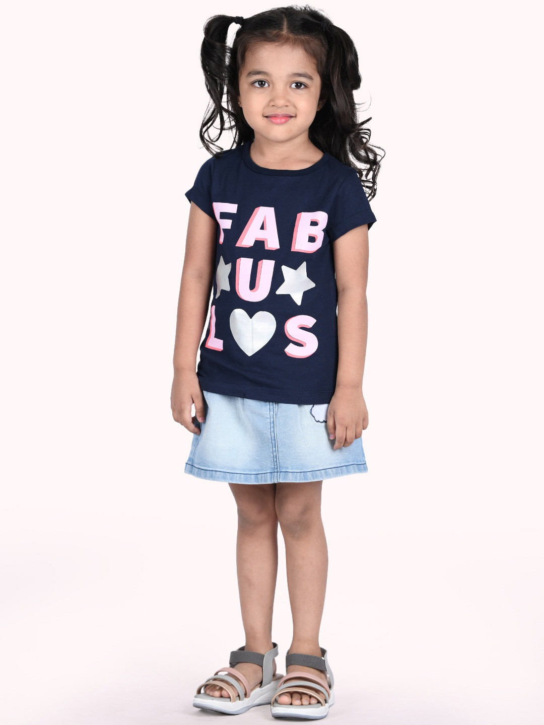 

Zalio Girls Typography Printed Pure Cotton Clothing Set, Blue