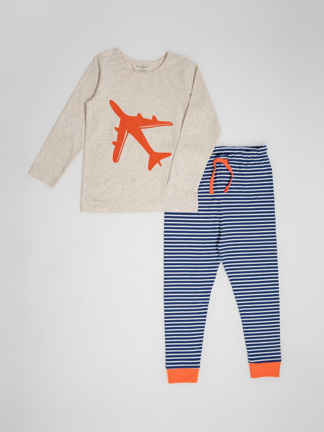 

Nino Bambino Boys Cream-Coloured & Blue Printed T-shirt with Pyjamas