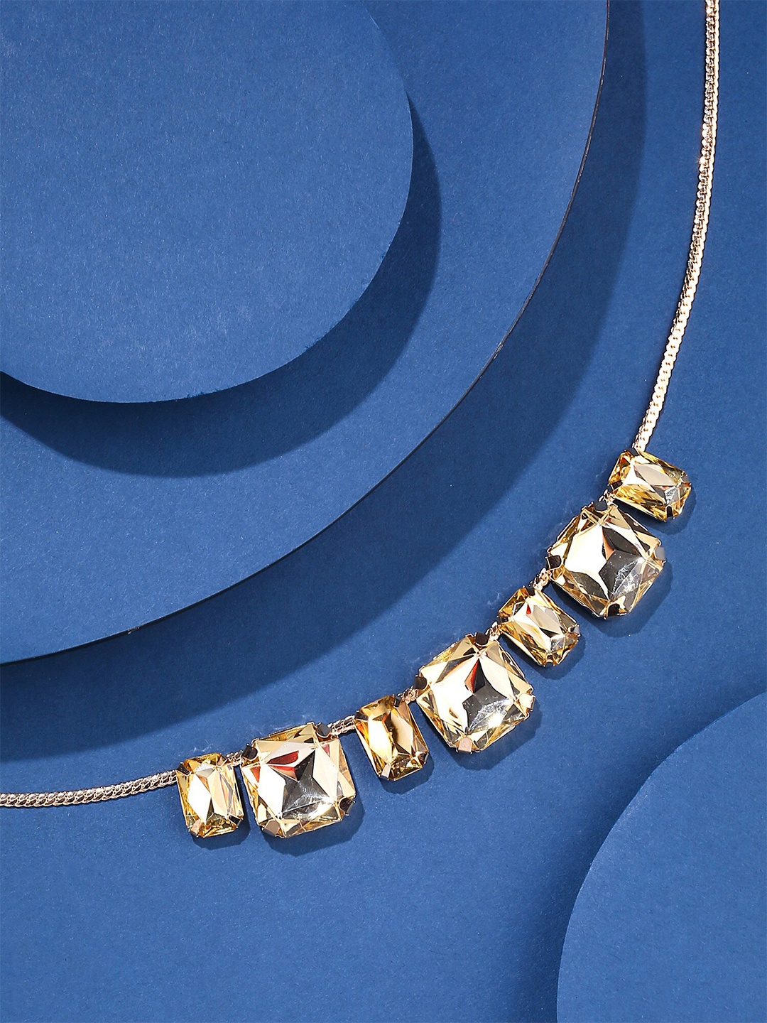 

Yellow Chimes Gold Toned Stone Studded Necklace