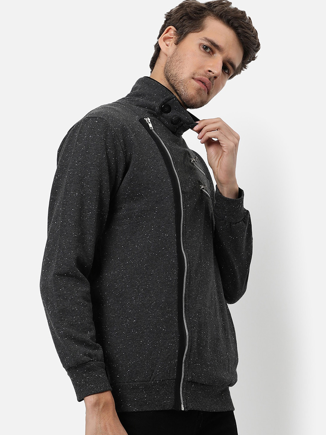 

Campus Sutra Men Grey Windcheater Outdoor Sporty Jacket with Embroidered