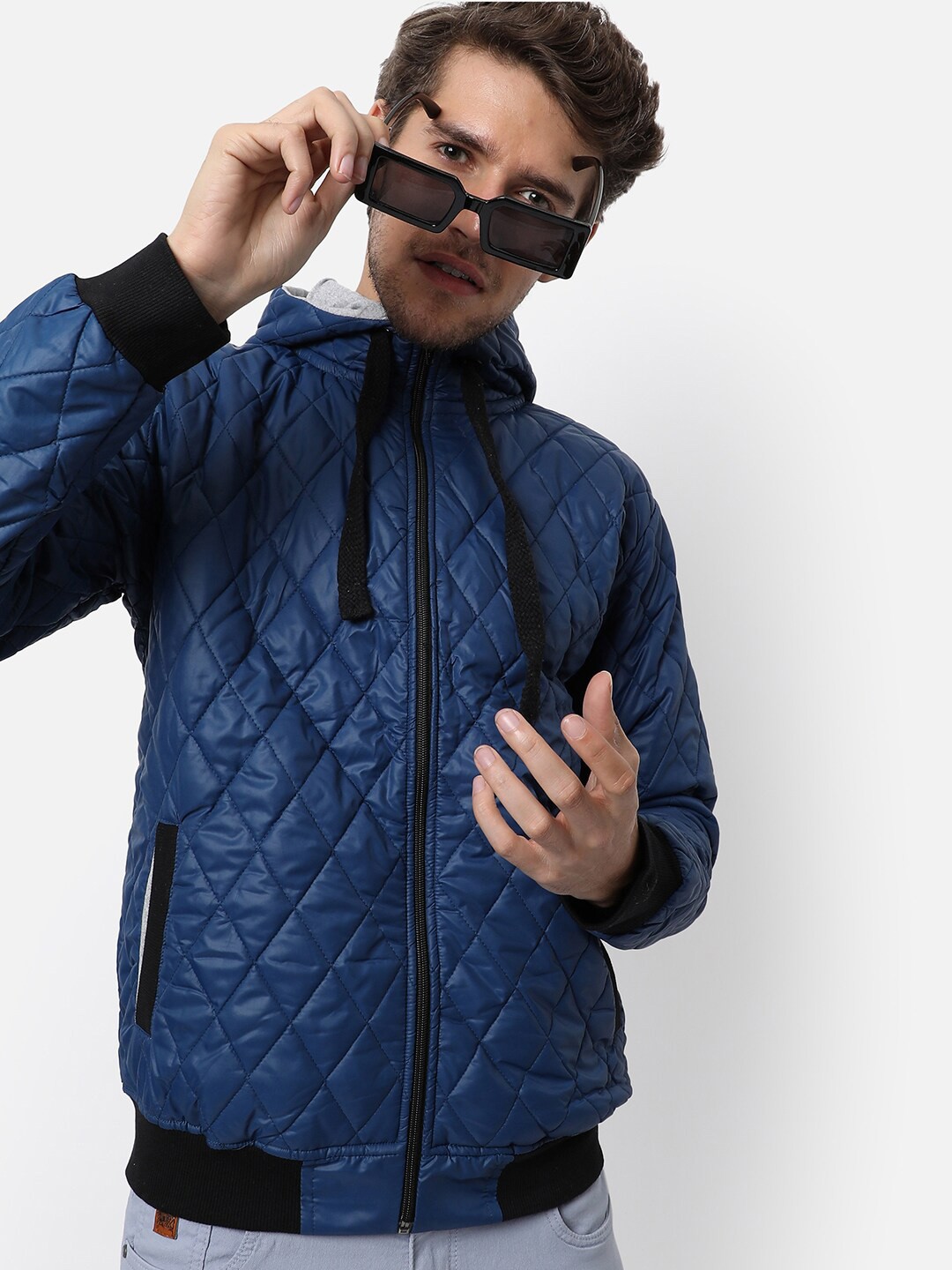 

Campus Sutra Men Blue Windcheater Crop Outdoor Quilted Jacket