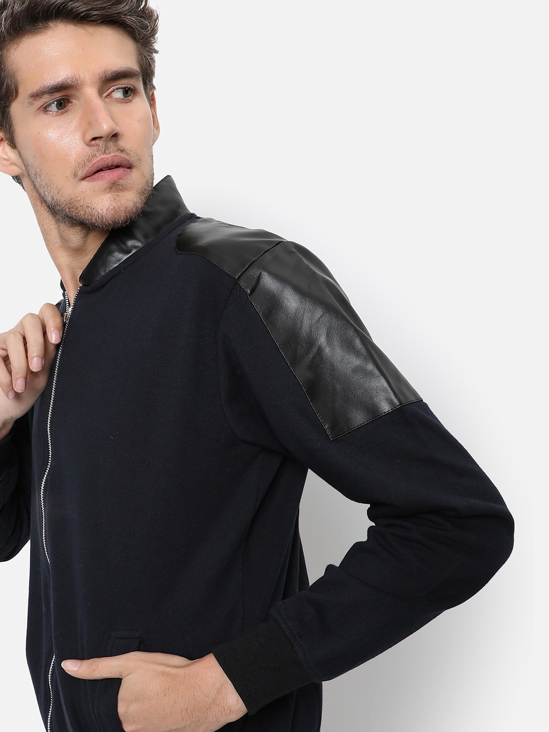 

Campus Sutra Men Black Windcheater Outdoor Bomber Jacket