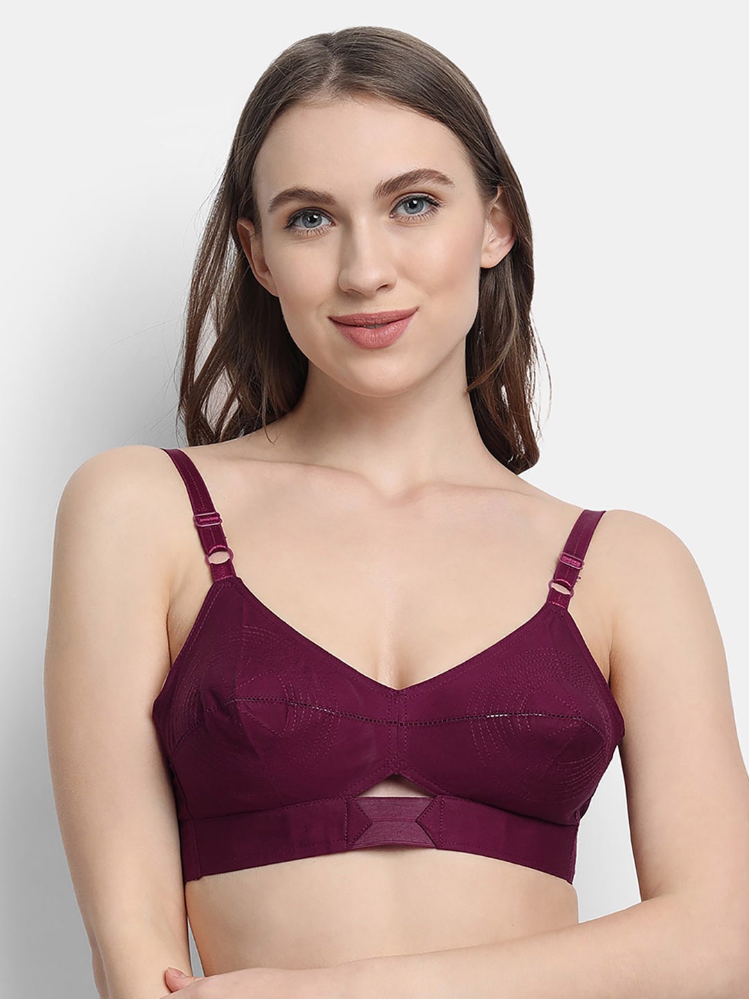 

VStar Maroon Single layered seamed Cotton Bra