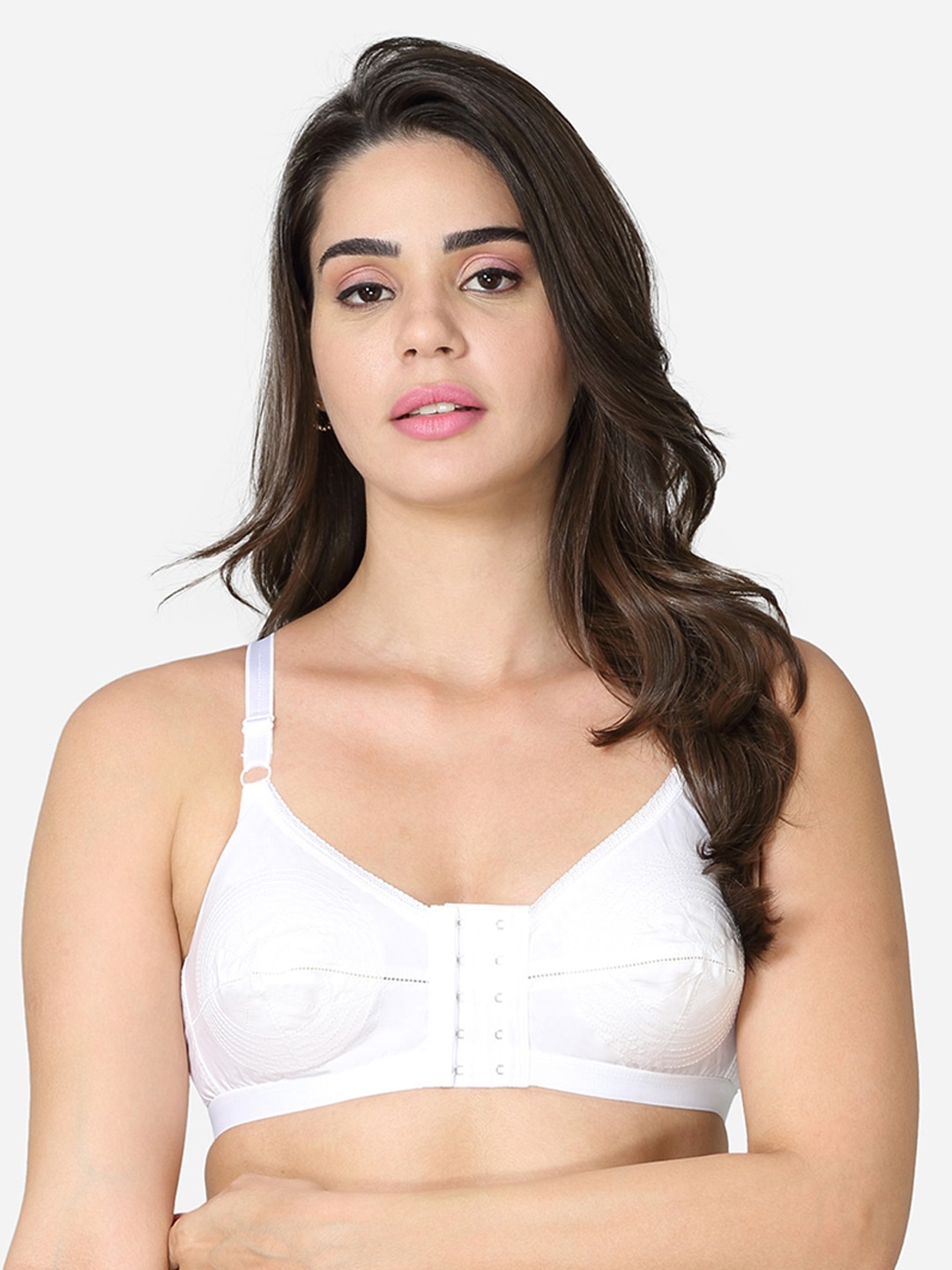 

VStar White Front open Non-padded Cotton Bra