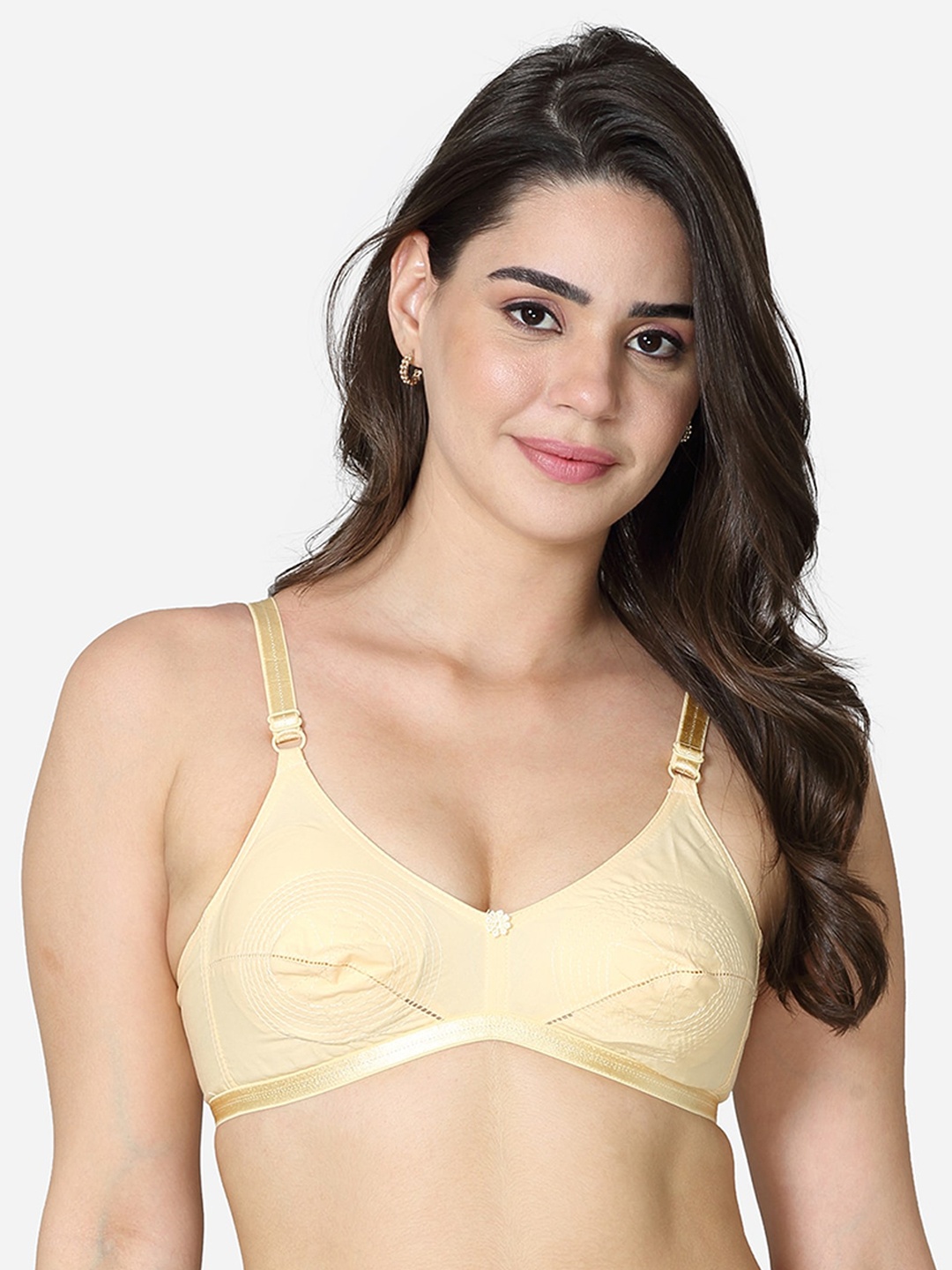 

VStar Nude-Coloured Seamed Non-Padded Cotton Bra