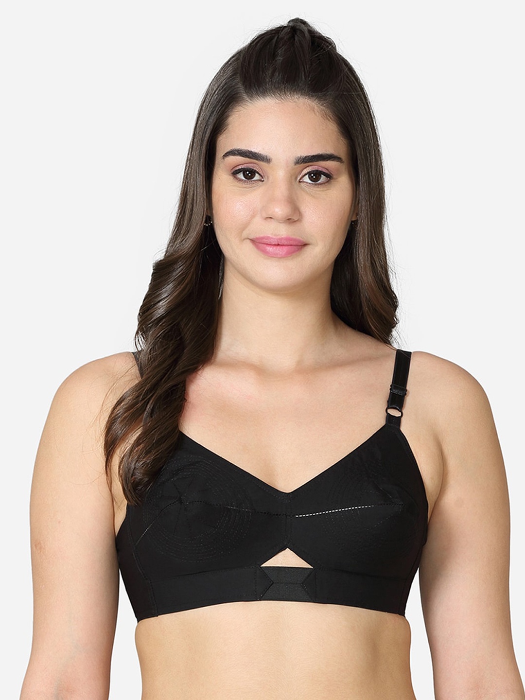 

VStar Black Non Padded Non-Wired Everyday Bra-QUEENUBACK-D