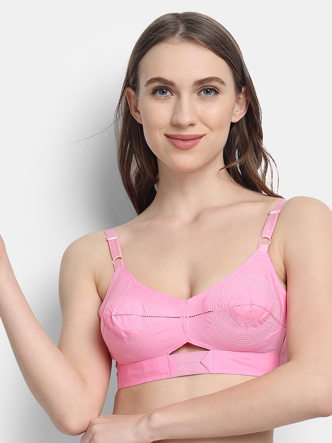 

VStar Pink Non Padded Non-Wired Everyday Bra-QUEENUBACK-B