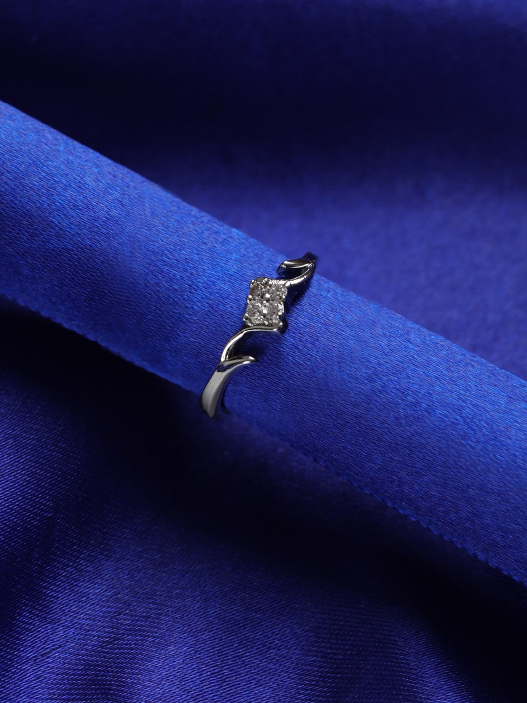 

SHEER by Priyaasi Women 925 Sterling Silver White AD-Studded Adjustable Finger Ring