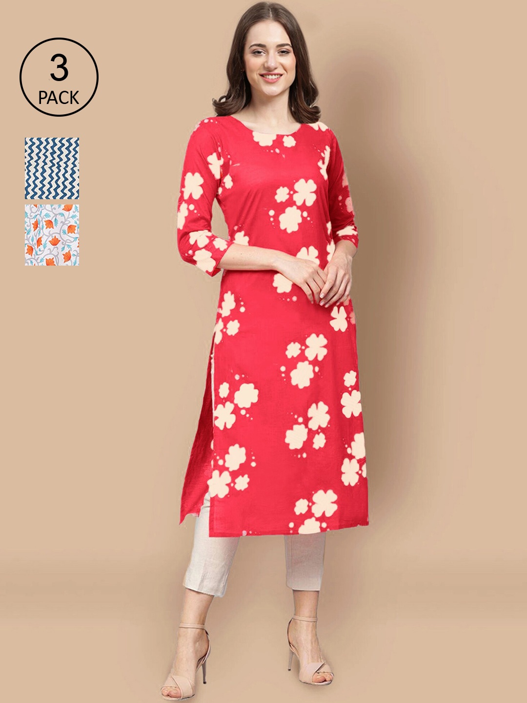 

Ethnic basket Women Multicoloured Geometric Printed Block Print Crepe Kurta, Multi