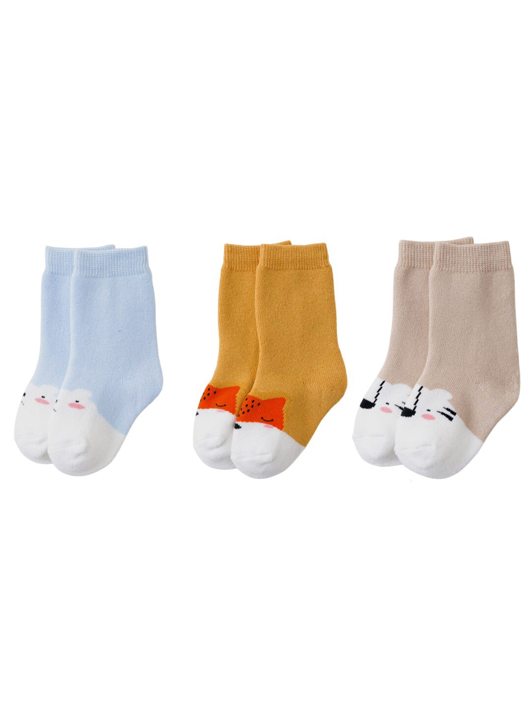 

iSWEVEN Kids Pack of 3 Cotton Calf-Length Socks, Blue