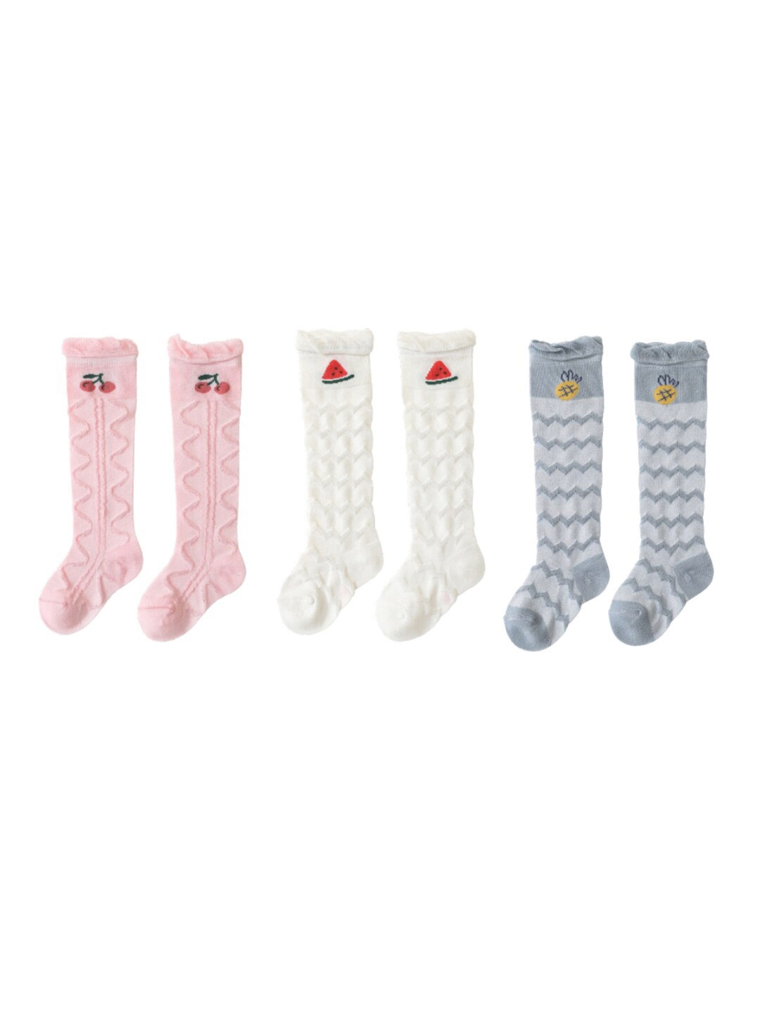 

iSWEVEN Kids Pack of 3 Cotton Above Knee Socks, Pink
