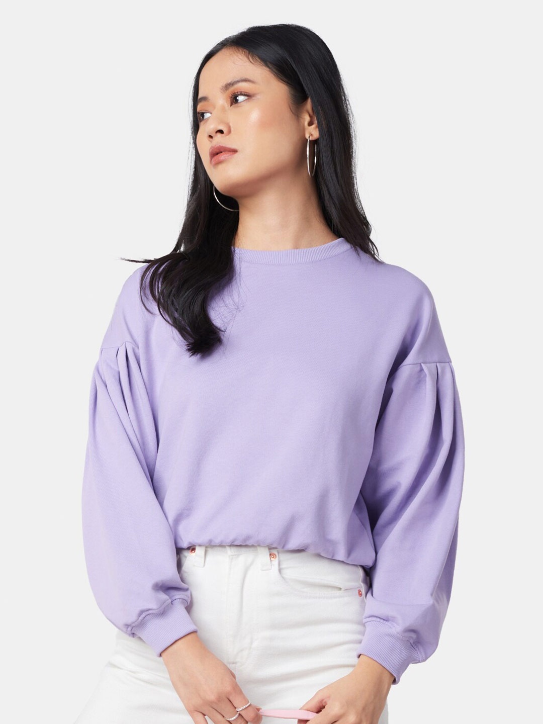 

The Souled Store Women Lavender Solid Sweatshirt