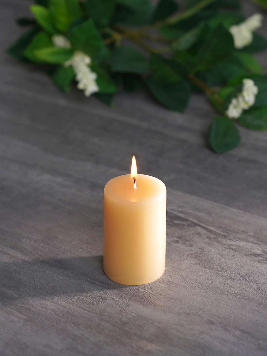 

Pure Home and Living Set of 2 Beige Small Divine Pillar Candle