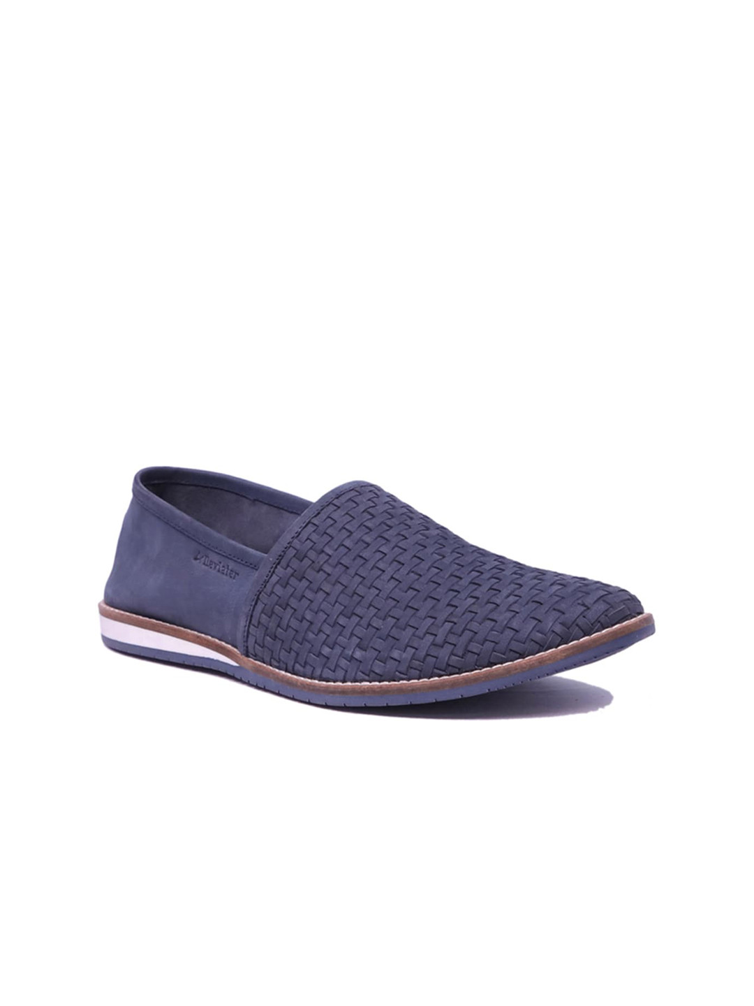 

Alleviater Men Navy Blue Textured Weave Patterned Leather Lightweight Espadrilles
