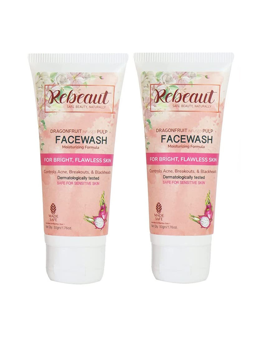 

REBEAUT Set Of 2 Dragon fruit Infused Pulp Facewash -100gm, White