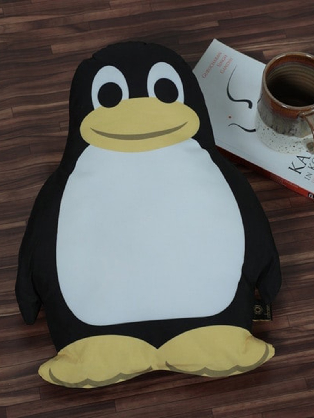 

Lushomes Black & White Printed Penguin Shape Cushion