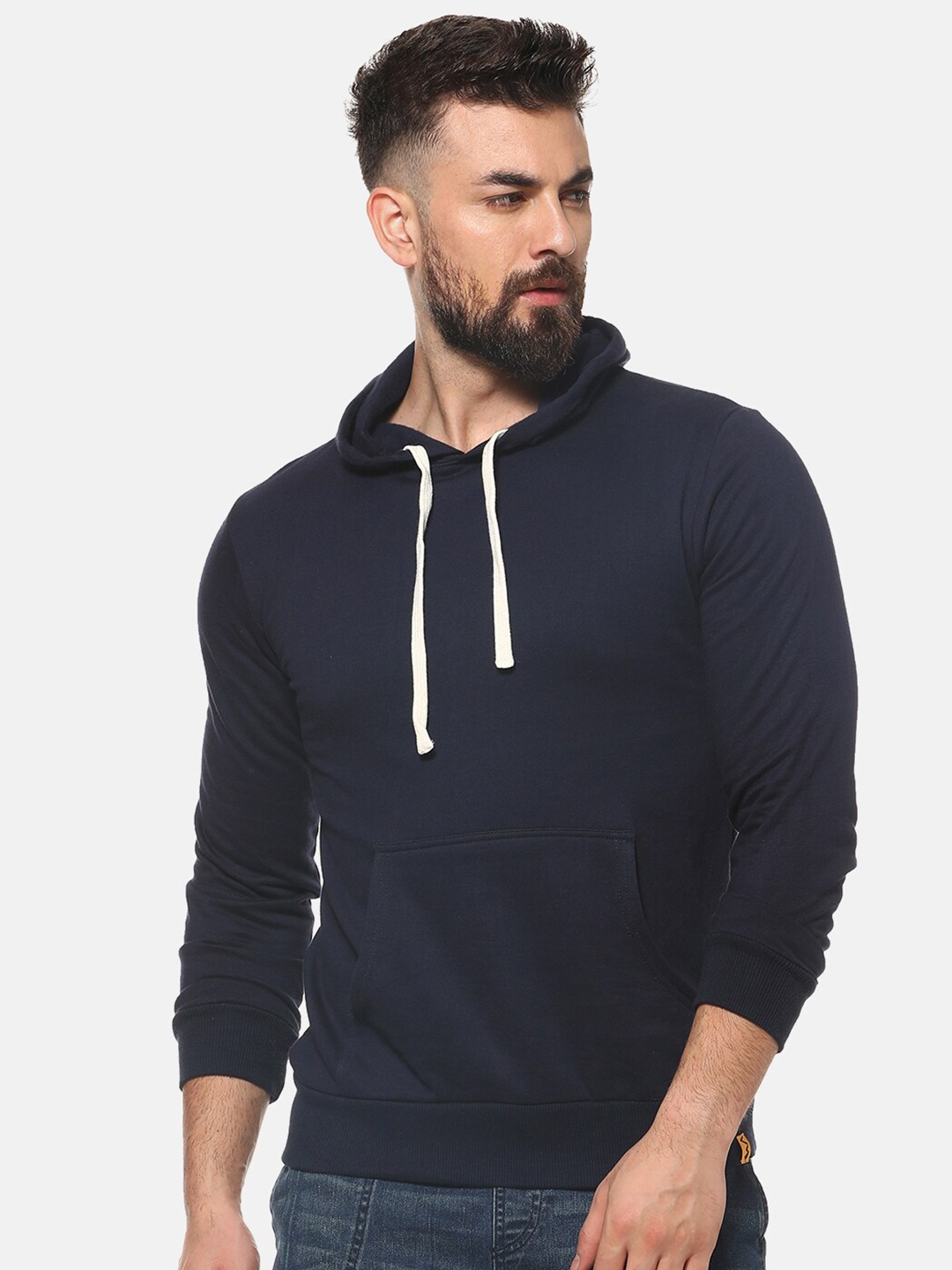 

Campus Sutra Men Blue Hooded Sweatshirt