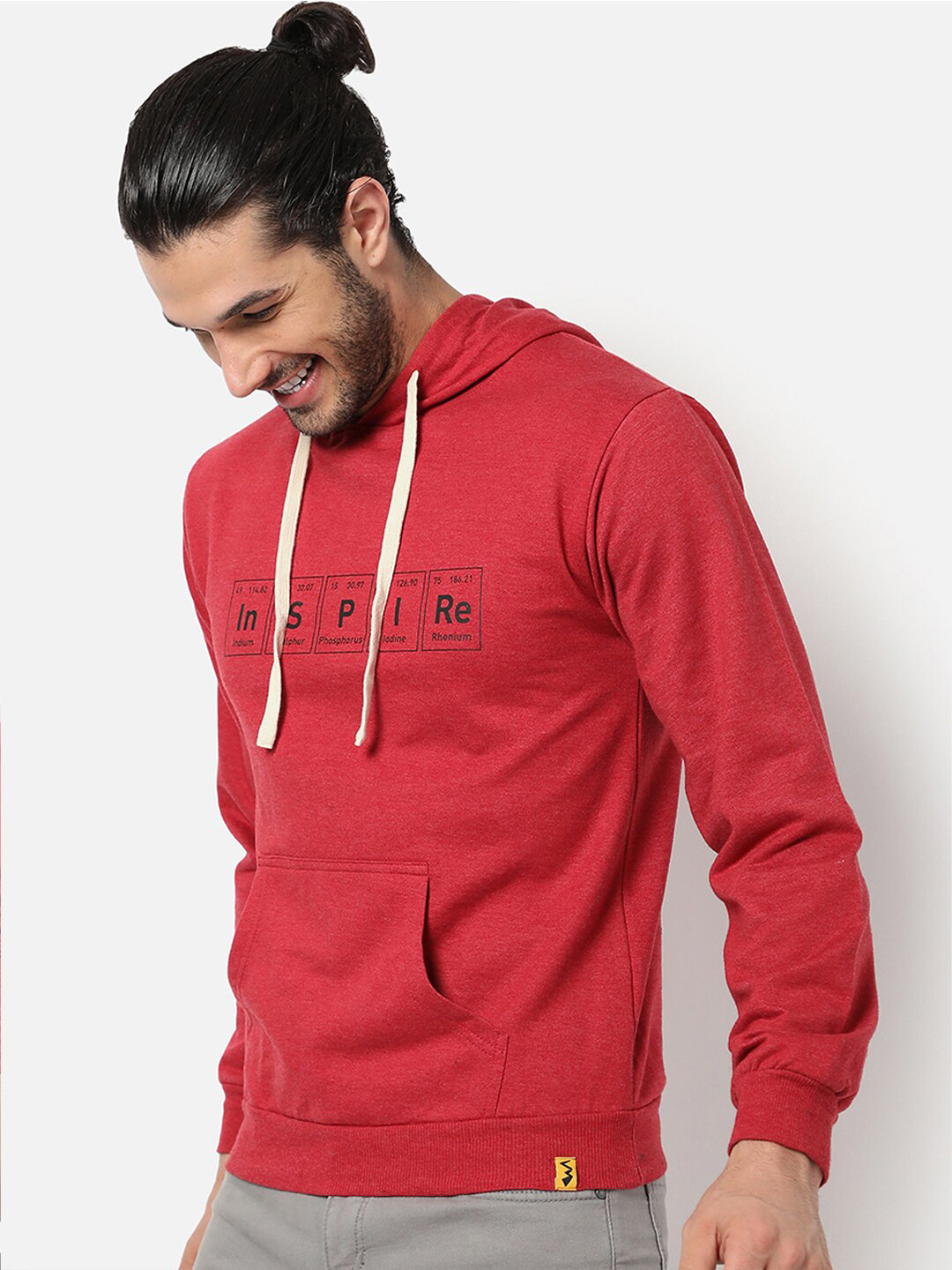 

Campus Sutra Men Maroon Hooded Sweatshirt