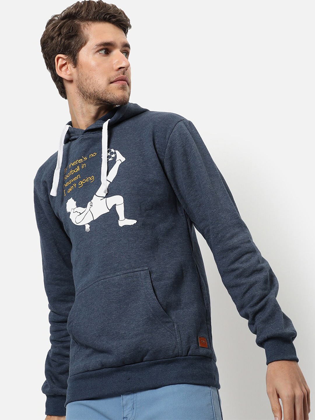 

Campus Sutra Men Blue Hooded Sweatshirt