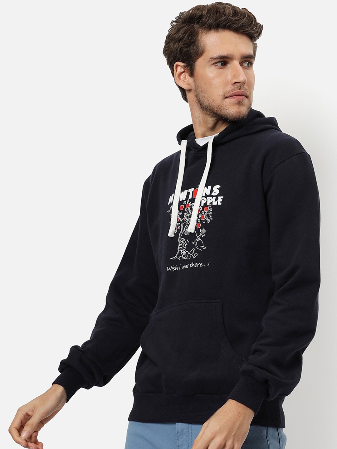 

Campus Sutra Men Blue Hooded Cotton Sweatshirt