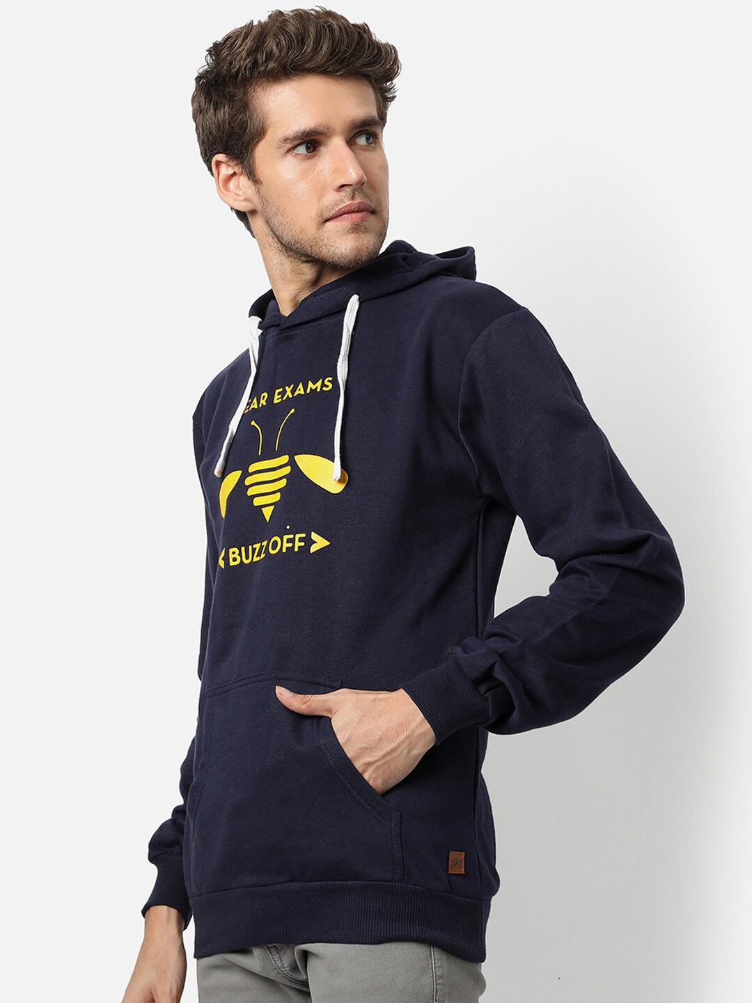 

Campus Sutra Men Blue Printed Hooded Sweatshirt