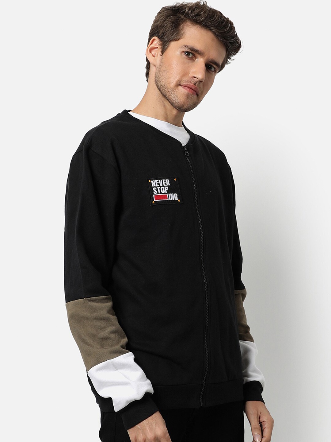 

Campus Sutra Men Black Cotton Sweatshirt