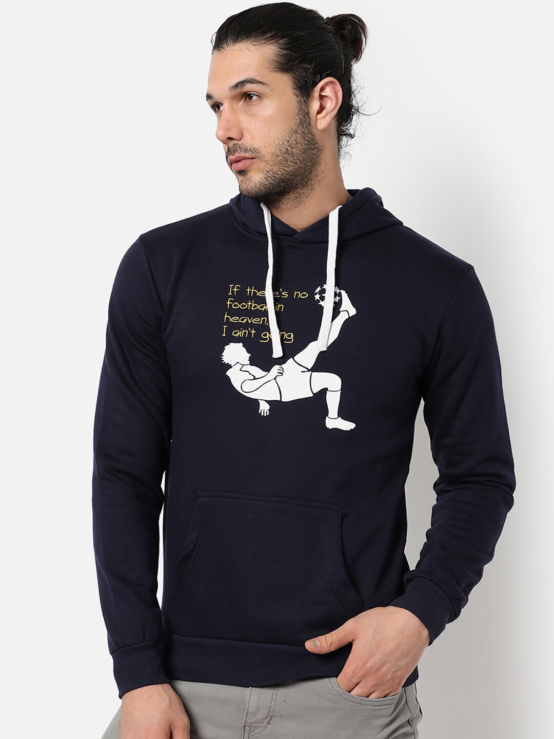 

Campus Sutra Men Blue Hooded Sweatshirt