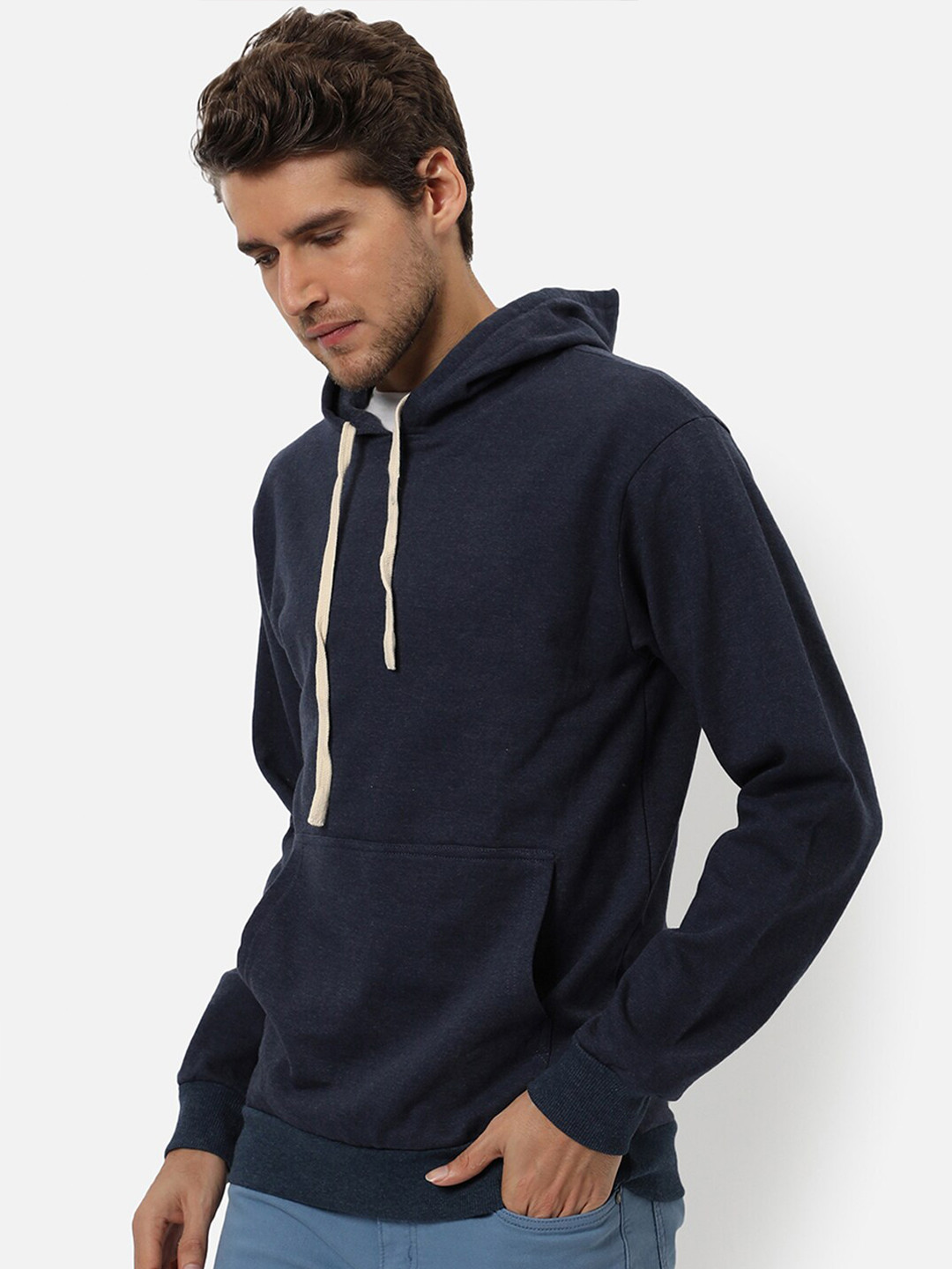 

Campus Sutra Men Blue Hooded Sweatshirt