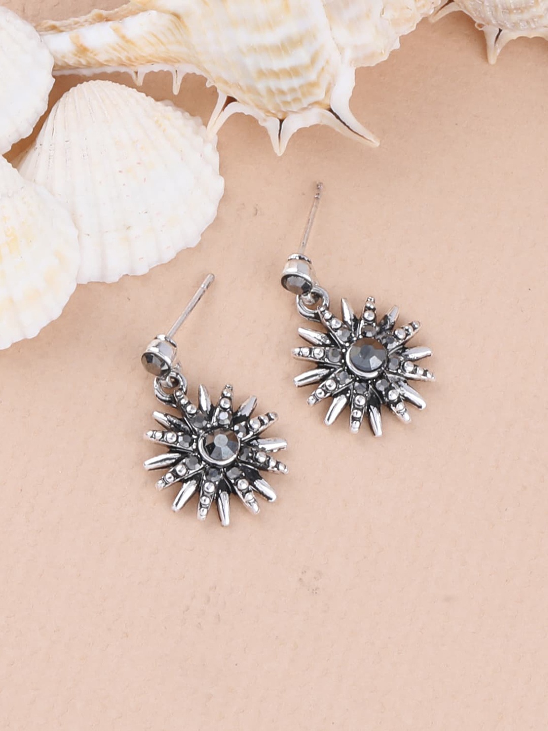 

Silver Shine Silver-Toned Contemporary Drop Earrings