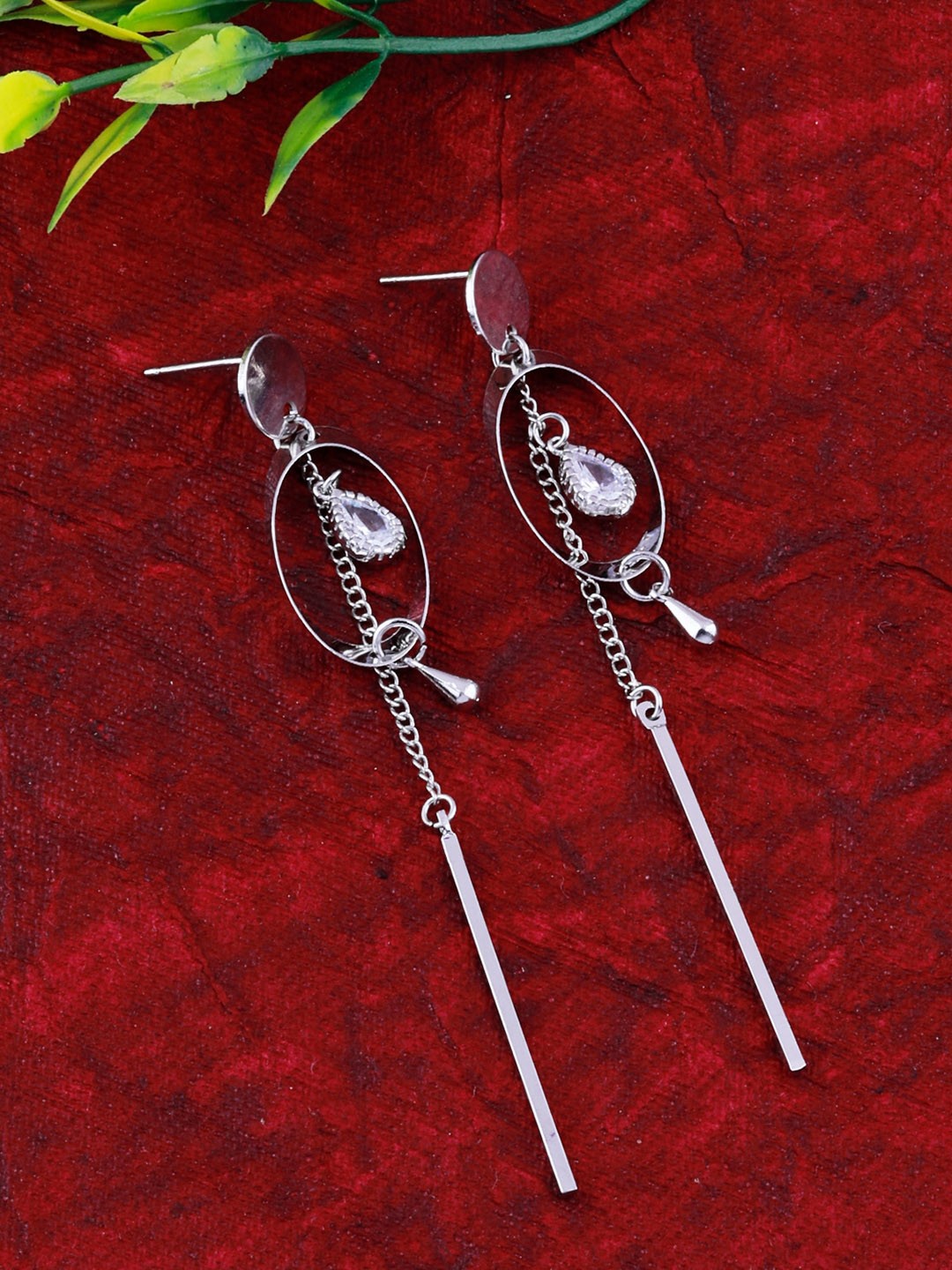 

Silver Shine Silver Plated Contemporary Drop Earrings