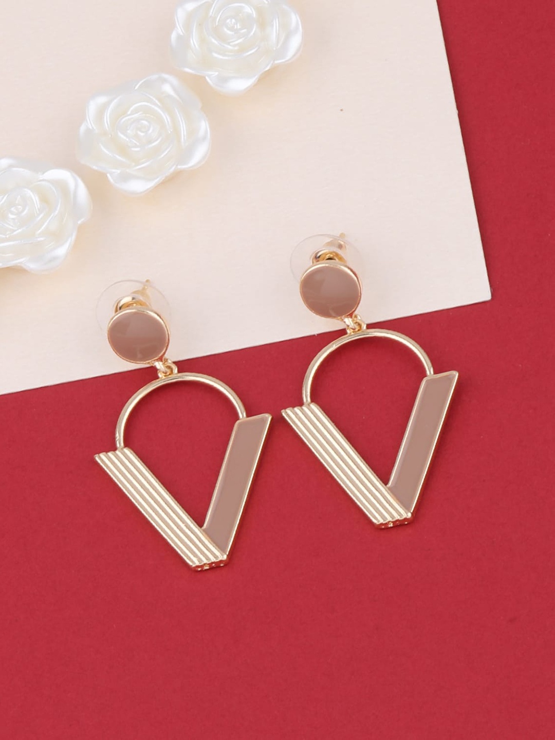 

Silver Shine Rose Gold Plated Contemporary Drop Earrings