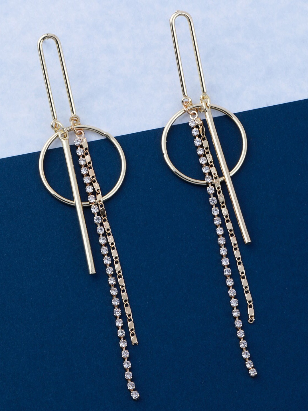 

Silver Shine Gold Plated Contemporary Drop Earrings