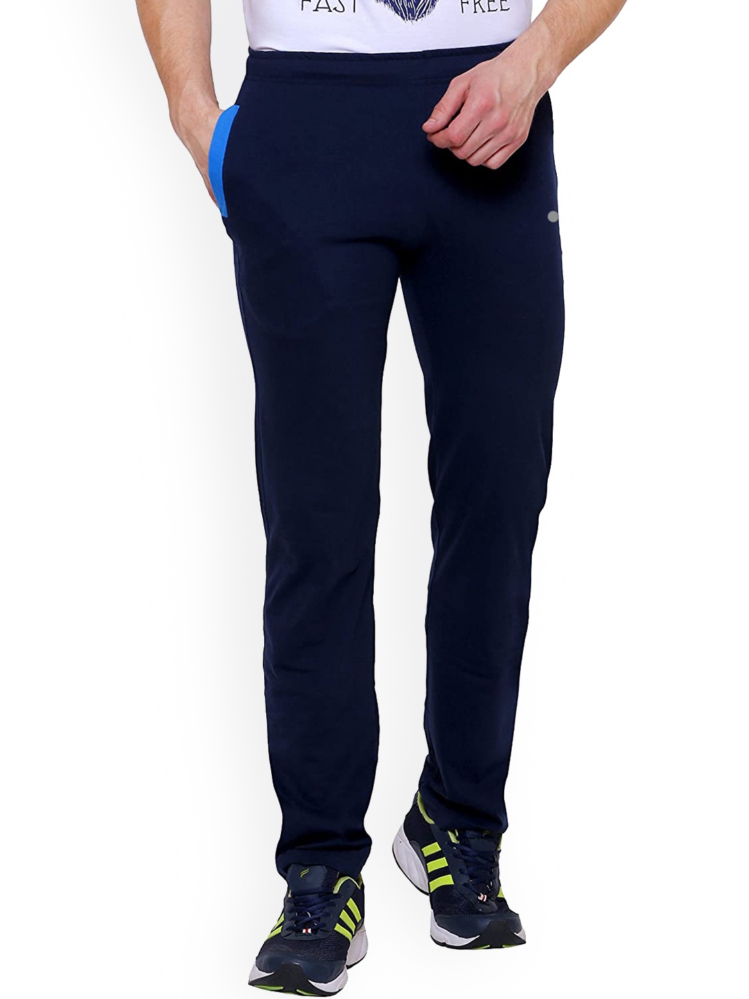 

DYCA Men Navy Blue Solid Cotton Track Pant