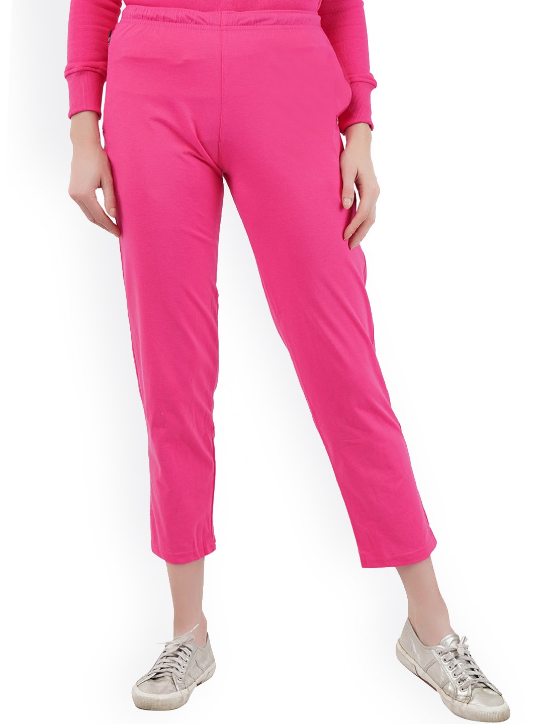 

DYCA Women Fuchsia Pink Solid Regular Fit Cotton Track Pant