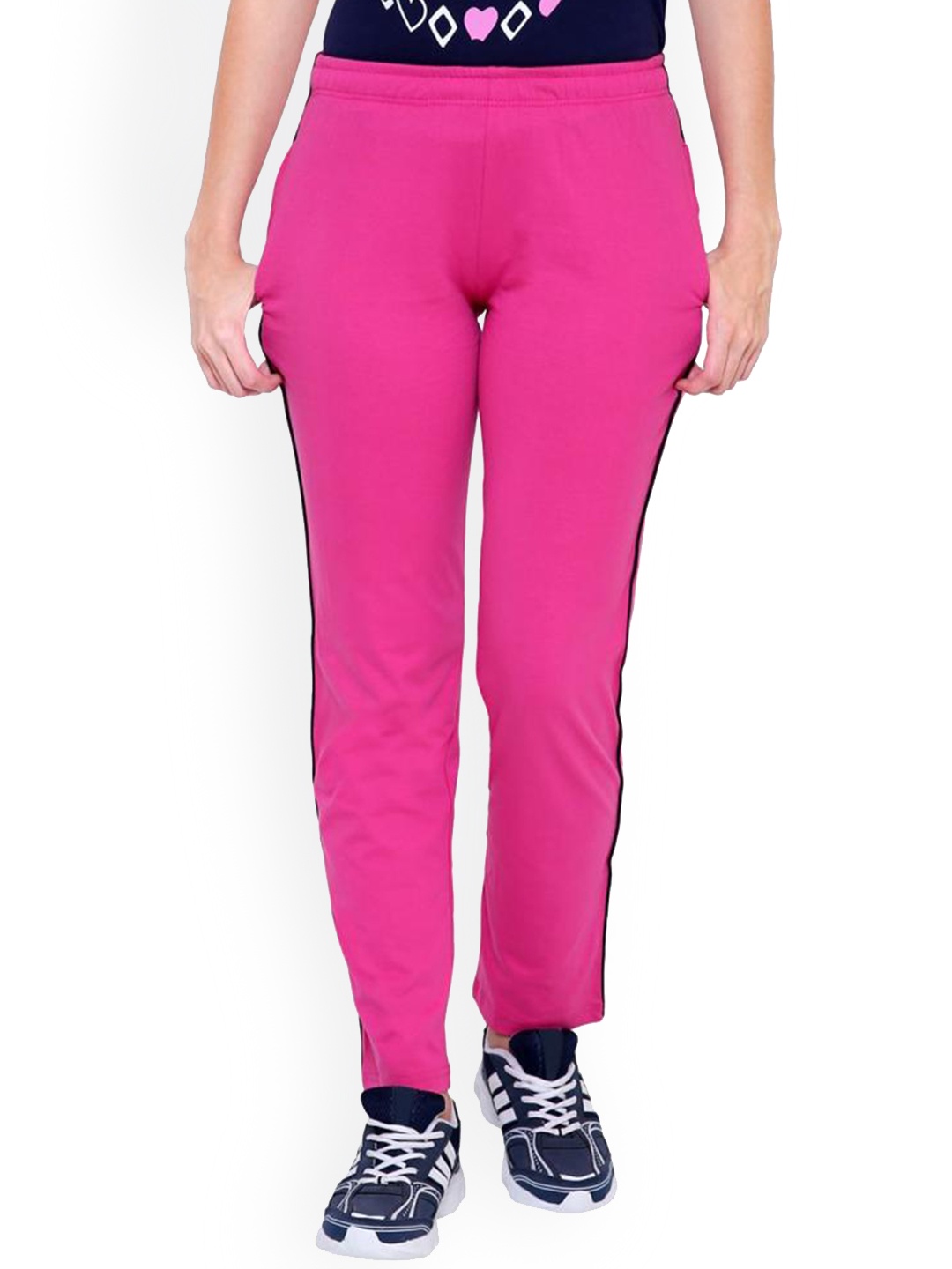 

DYCA Women Fuchsia Pink Solid Cotton Track Pants