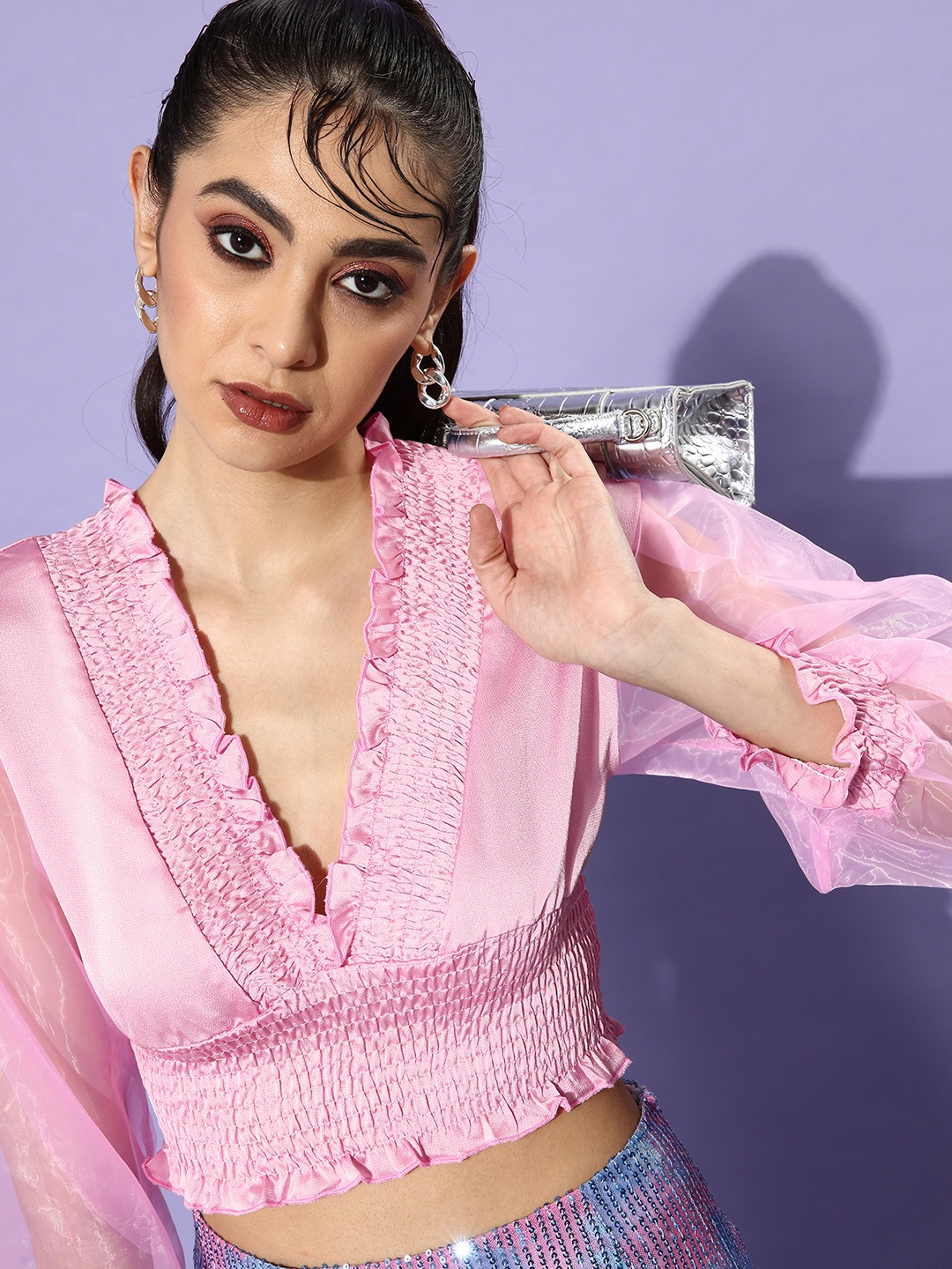 

Stylecast X Hersheinbox Pink Solid Such a Mesh Top