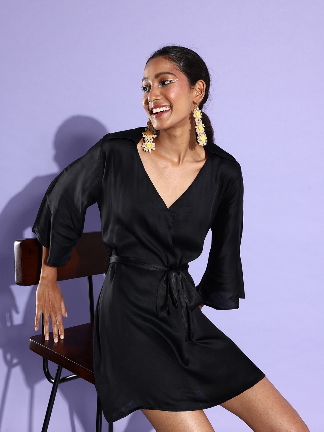 

Stylecast X Hersheinbox Women Black Solid Belted Detail Dress